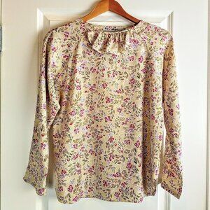 Vintage Bon Magique Multicolor Floral Ruffle Collar Blouse